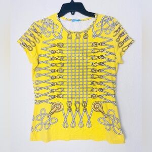 J McLaughlin Catalina Cloth T Shirt Womens Medium Yellow Rope Nautical Preppy